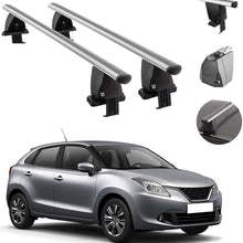 Roof Rack Cross Bars Lockable Luggage Carrier Smooth Roof Cars | Fits Suzuki Baleno 2015-2019 Silver Aluminum Cargo Carrier Rooftop Bars | Automotive Exterior Accessories