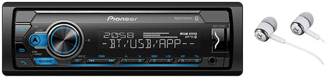 Pioneer Single Din Built-In Bluetooth, MIXTRAX, USB, Auxiliary, Pandora, Spotify, iPhone, Android and Smart Sync App Compatibility Car Digital Media Receiver / Includes Alphasonik Earbuds