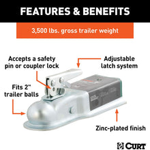 CURT 25138 Straight Tongue Trailer Coupler for 3-Inch Channel, 2-In Hitch Ball, 3,500 lbs