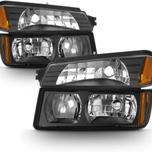 For Black 2002 2003 2004 2005 2006 Chevy Avalanche Body Cladding Model Headlights+Bumper Lights Set