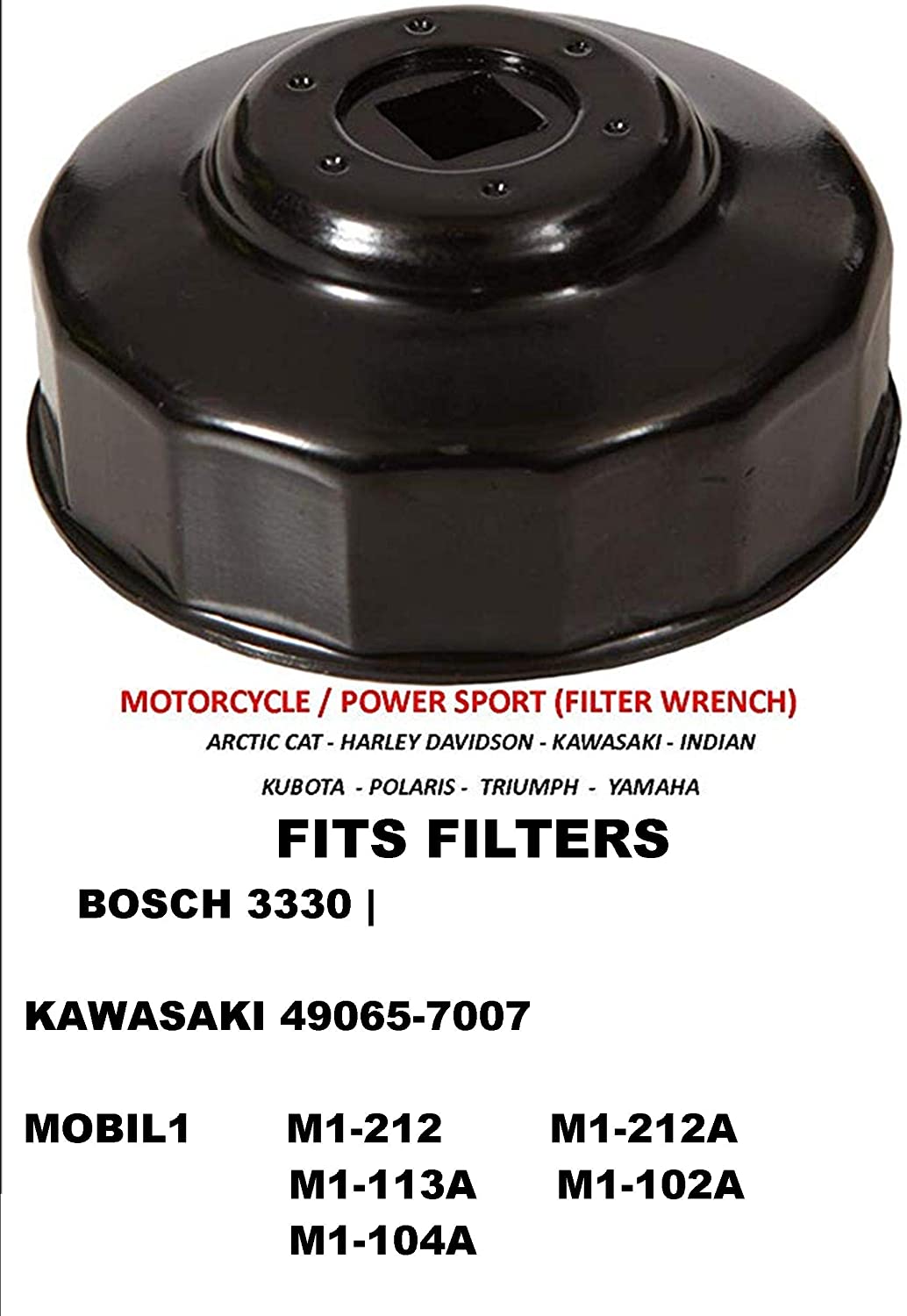 APSG Oil Filter Wrench | Motorcycle/Powersports/car | Fit: Filters Bosch 3330 | Kawasaki 49065-7007 | Mobil 1 M1-212, M1-212A, M1-113A, M1-102A, M1-104A