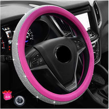 Younglingn Diamond Crystal Leather Auto Steering Wheel Cover - Bling Bling Rhinestones Car Wheel Protector Pop Among Women Girls Universal Fit 15 Inch (Black+ Silver + Wheel Cover)