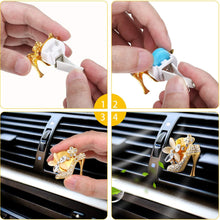Boao 4 Pieces Car Air Vent Clip Charms Air Vent Decoration, Rhinestone Lipstick and Crystal High Heel Shoe Car Air Freshener Clip with Fragrance Cotton Pads