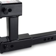 TOPTOW 64131 Dual Hitch Extension, Fits for 2 inch Receiver, Extender to 10 inch Max. Length & 7-1/2" Riser