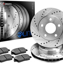 R1 Concepts KEDS11100 Eline Series Cross-Drilled Slotted Rotors And Ceramic Pads Kit - Rear