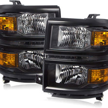 For 14-16 Chevy Silverado 1500 LED Black lens Pair Headlights Headlamps Amber Reflector Lamp