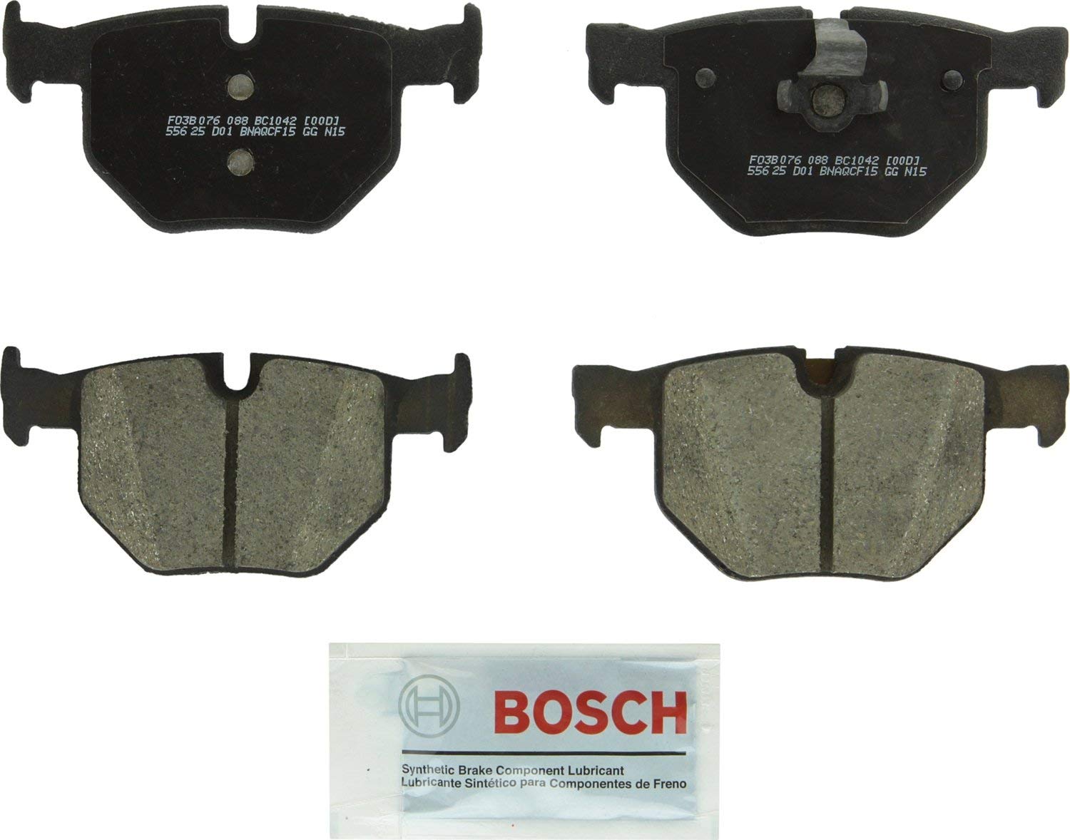 Bosch BC1042 QuietCast Premium Ceramic Disc Brake Pad Set For Select BMW 525i, 528i, 528i xDrive, 528xi, 530i, 530xi, 535i xDrive, 535xi, X5, X6; Rear