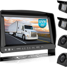 Fookoo Ⅱ HD Wired Backup Camera System, 9" Quad Split Monitor with Recording IP69 Waterproof Rear-View Side-View Cameras with Parking Lines, Reversing for RV/Truck/Trailer/Bus/Tractor/5th Wheel (DY4C)