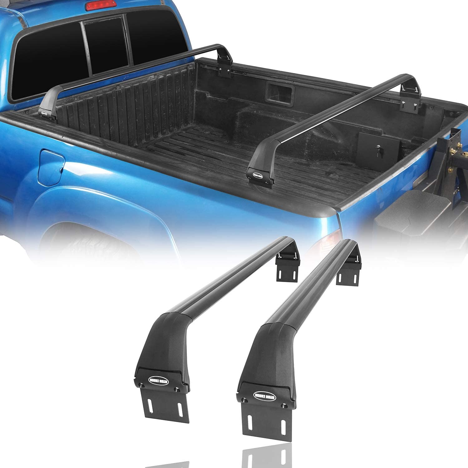 Hooke Road Truck Bed Bike Rack Crossbar Rail Kayaks Load Cargo Carrier Compatible with Toyota Tacoma 2005-2021 2 and 3 Gen