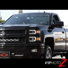 VIPMOTOZ Neon Tube Projector Headlight Assembly For 2014-2015 Chevy Silverado 1500 - Matte Black Housing, Driver and Passenger Side