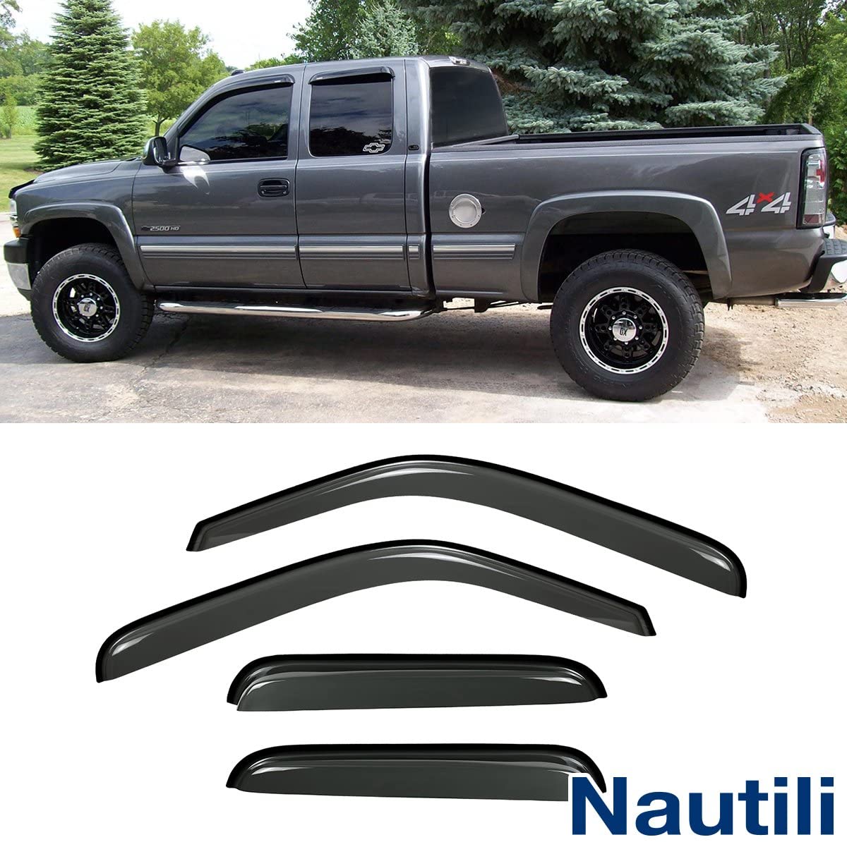 Laprive Auto 4pcs Side Window Deflectors Window Visors for 99-06 Silverado/Sierra 07 Classic Extended Cab Sun/Rain Guard Vent Visor