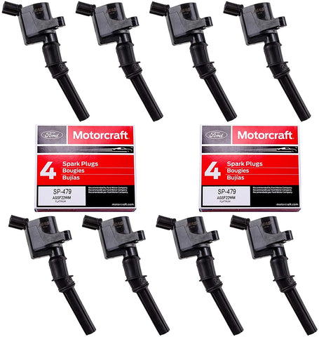 MAS Ignition Coil DG508 & Motorcraft Spark Plug SP479 compatible with Ford Lincoln Mercury 4.6L 5.4L V8 Crown Victoria Expedition F-150 F-250 Mustang DG457 DG472 DG491