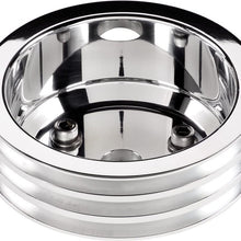 Billet Specialties 78230 Polished Long Water Pump 3 Groove Crankshaft Pulley for Small Block Chevy