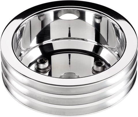 Billet Specialties 78230 Polished Long Water Pump 3 Groove Crankshaft Pulley for Small Block Chevy