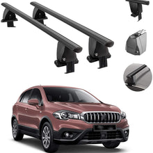 Roof Rack Cross Bars Lockable Luggage Carrier Smooth Roof Cars | Fits Suzuki SX4 S-Cross 2016-2021 Black Aluminum Cargo Carrier Rooftop Bars | Automotive Exterior Accessories