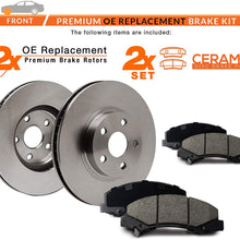 Max Brakes Front Premium Brake Kit [ OE Series Rotors + Ceramic Pads ] KT005541 | Fits: 2003 03 2004 04 2005 05 2006 06 Toyota Matrix