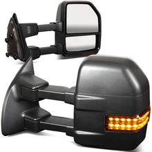 Pair Black Manual Telescoping LED Turn Signal Rear View Side Towing Mirrors Replacement for Ford Super Duty 08-16