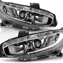 For 2016-2020 Honda Civic Halogen Model Black Housing Projector Headlights Headlamps Assembly Replacement Pair, Driver & Passenger Side
