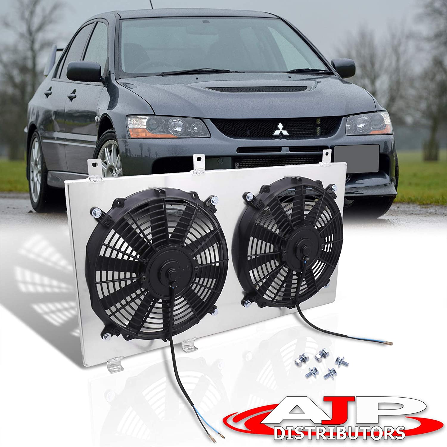 AJP Distributors For Evo Evolution 7 8 9 Manual MT Transmission Aluminum Radiator Fan Shroud Kit