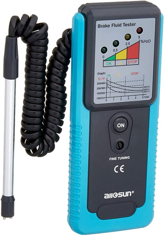 Allsun Automotive Brake Fluid Tester Brake Fluid Detector LED Indicator 180°Pucker with Buzzer Diagnostic Tool EM283A