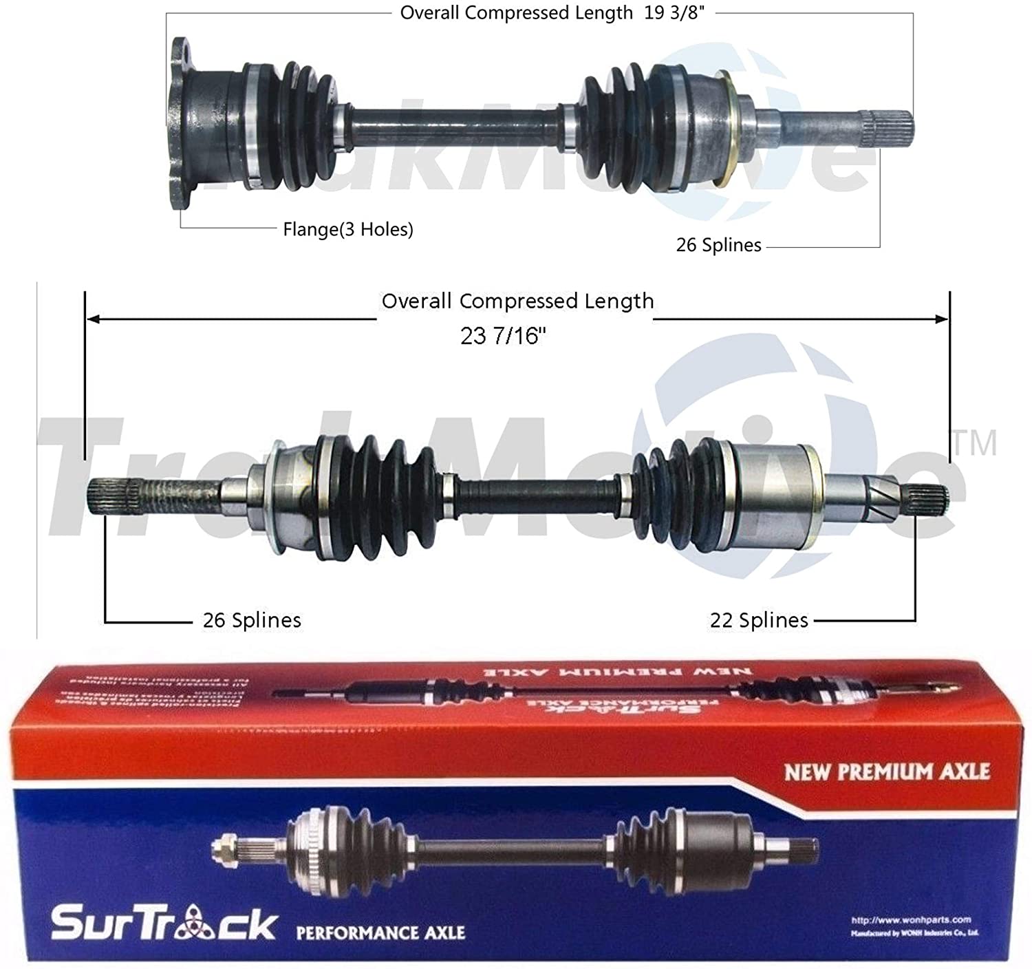 SurTrack Pair Set 2 Front CV Axle Shafts For Geo Tracker Suzuki Sidekick L4 4WD