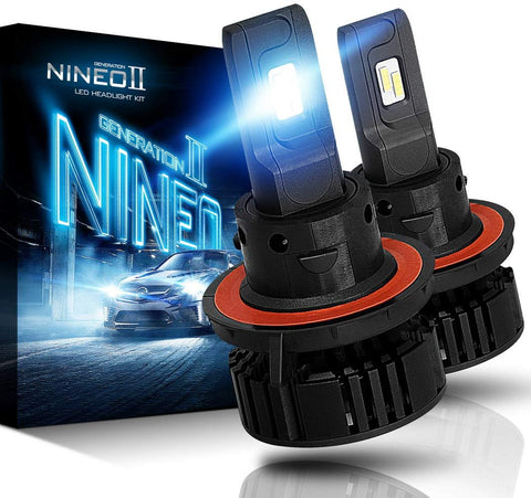 NINEO H13 9008 LED Headlight Bulbs - CREE Chips - 12000Lm 6500K Extremely Bright All-in-One Conversion Kit,360 Degree Adjustable Beam Angle