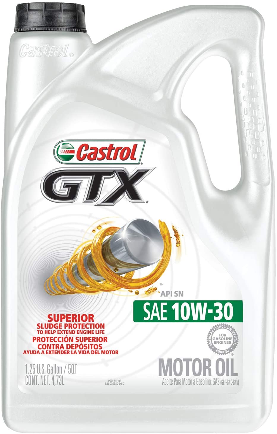 Castrol 03093 GTX 10W-30 Motor Oil, 5 Quart