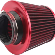 WTKSOY Universal Clamp-On Air Filter Washable Filter: Round Tapered; 3 in (76 mm) Flange ID; 5.91 in (150mm) Height; 6.1 in (155 mm) Base; 3.11 in (79 mm) Top，WTQ013-RED