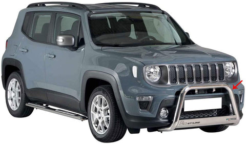 OMAC Auto Accessories Bull Bar | Stainless Steel Front Bumper Protector | Silver Grill Guard Fits for Jeep Renegade 2019-2020