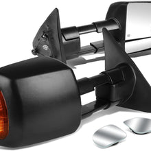 Replacement for Tundra Black Manual Folding w/Amber LED Signal Towing+Adjustable Blind Spot Mirror