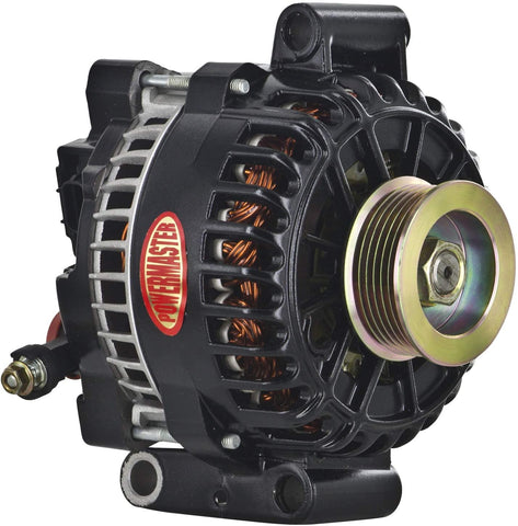 Powermaster 58253 Black Alternator (6G 200A 6 Groove Pulley Large Frame Trans Mating