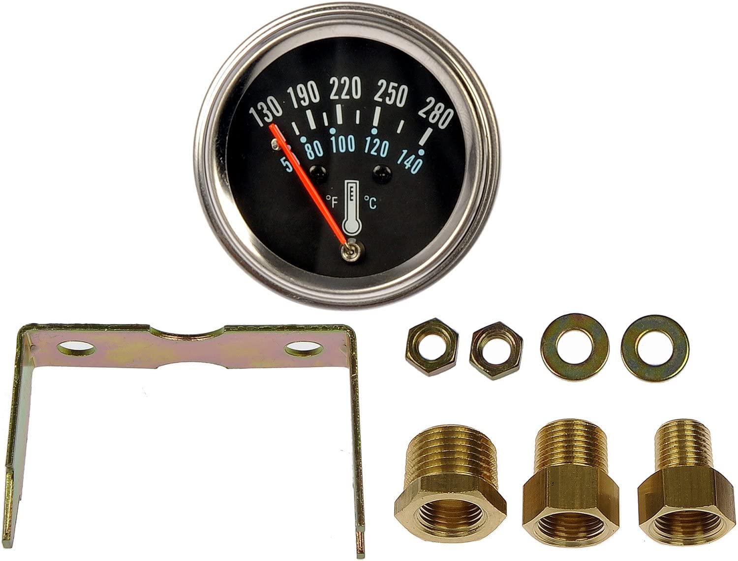 Dorman 7-111 Water Temperature Gauge - Mechanical, Chrome, Black