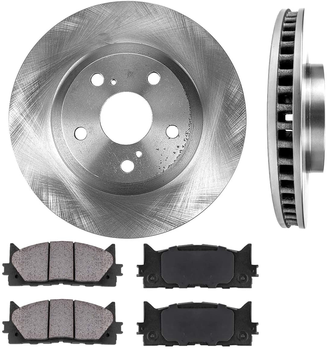 CRK13595 FRONT 296mm Premium OE 5 Lug [2] Brake Rotors + [4] Ceramic Pads [fit Lexus ES300h ES350 Toyota Avalon Camry]