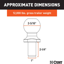 CURT 40039 Chrome Trailer Hitch Ball, 12,000 lbs, 2-5/16-Inch Diameter, 1 x 2-1/4-Inch Shank