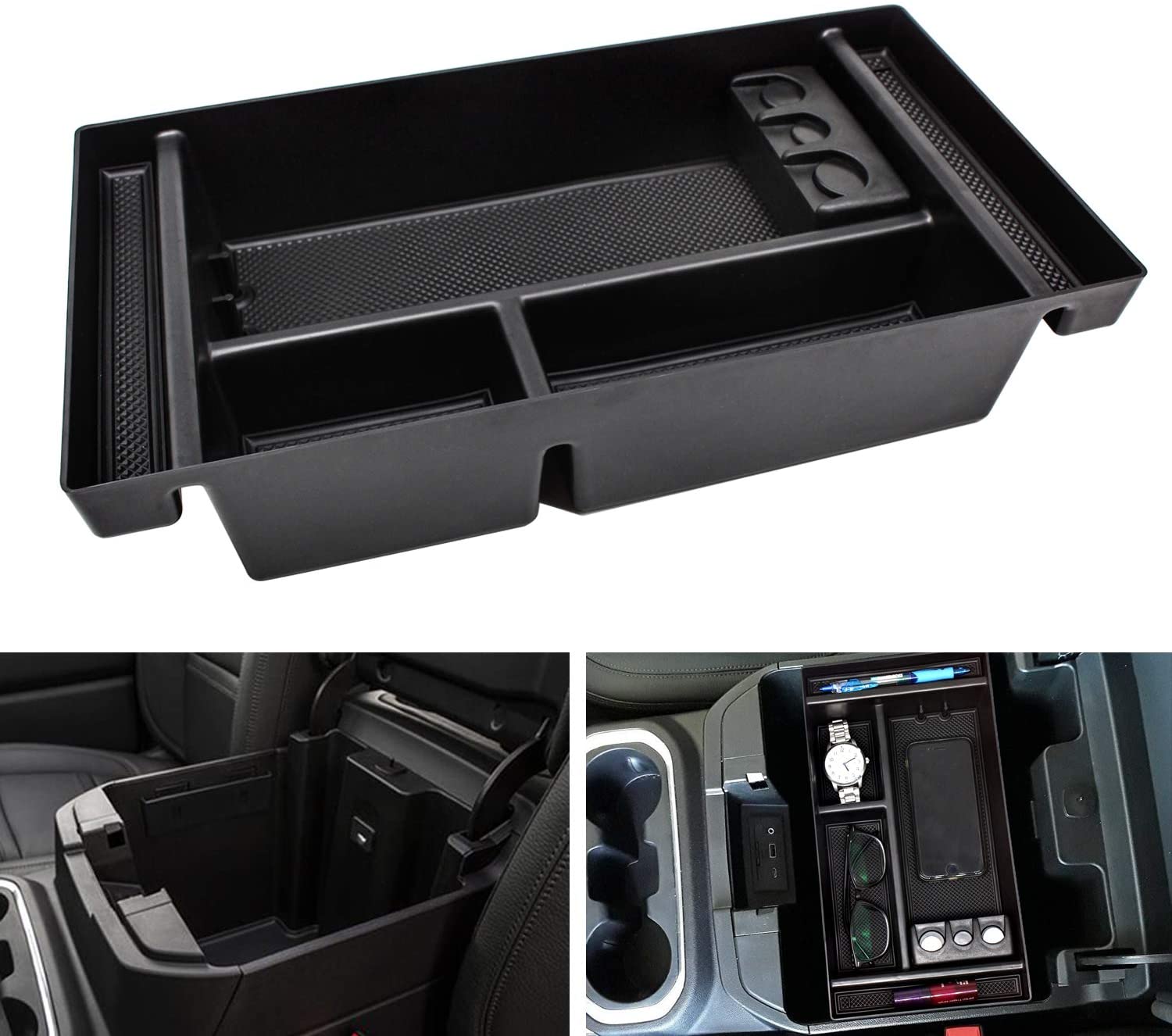 SENSHINE Center Console Organizer Tray for 2019 Chevy Silverado 1500/GMC Sierra 1500 and 2020 Chevy Silverado/GMC Sierra 1500/2500/3500 HD Armrest Storage Secondary Box - Full Center Console Models