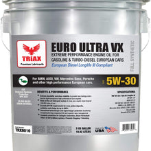 Triax Ester Full Synthetic Euro Ultra VX 5W-30 - Compatible with VW 507.00/504.00, VW Audi 502.00, 505.01, BMW LL-04, Porsche C30, ACEA C3, Mercedes 229.51, 229.5, 229.31 (1 Quart)