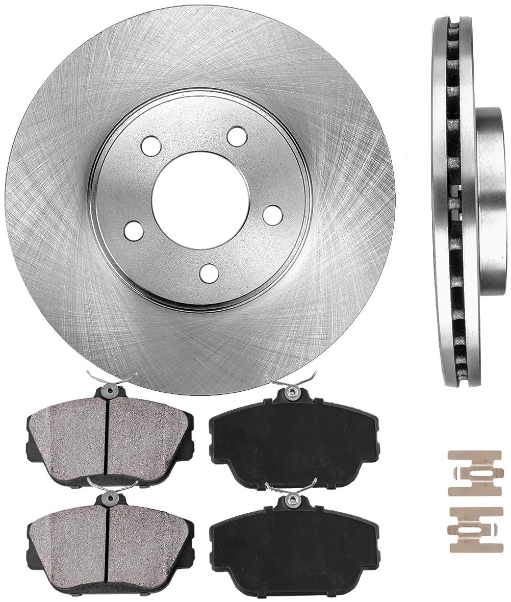 CRK13506 FRONT 293 mm Premium OE 5 Lug [2] Brake Disc Rotors + [4] Ceramic Brake Pads + Clips
