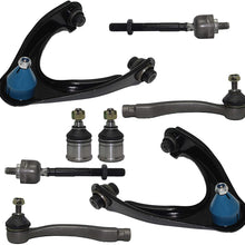 Detroit Axle - 8PC Front Upper Control Arms w/Ball Joints, Inner and Outer Tie Rod Ends for 1996 1997 1998 1999 2000 Honda Civic - [1997-2000 Acura EL]
