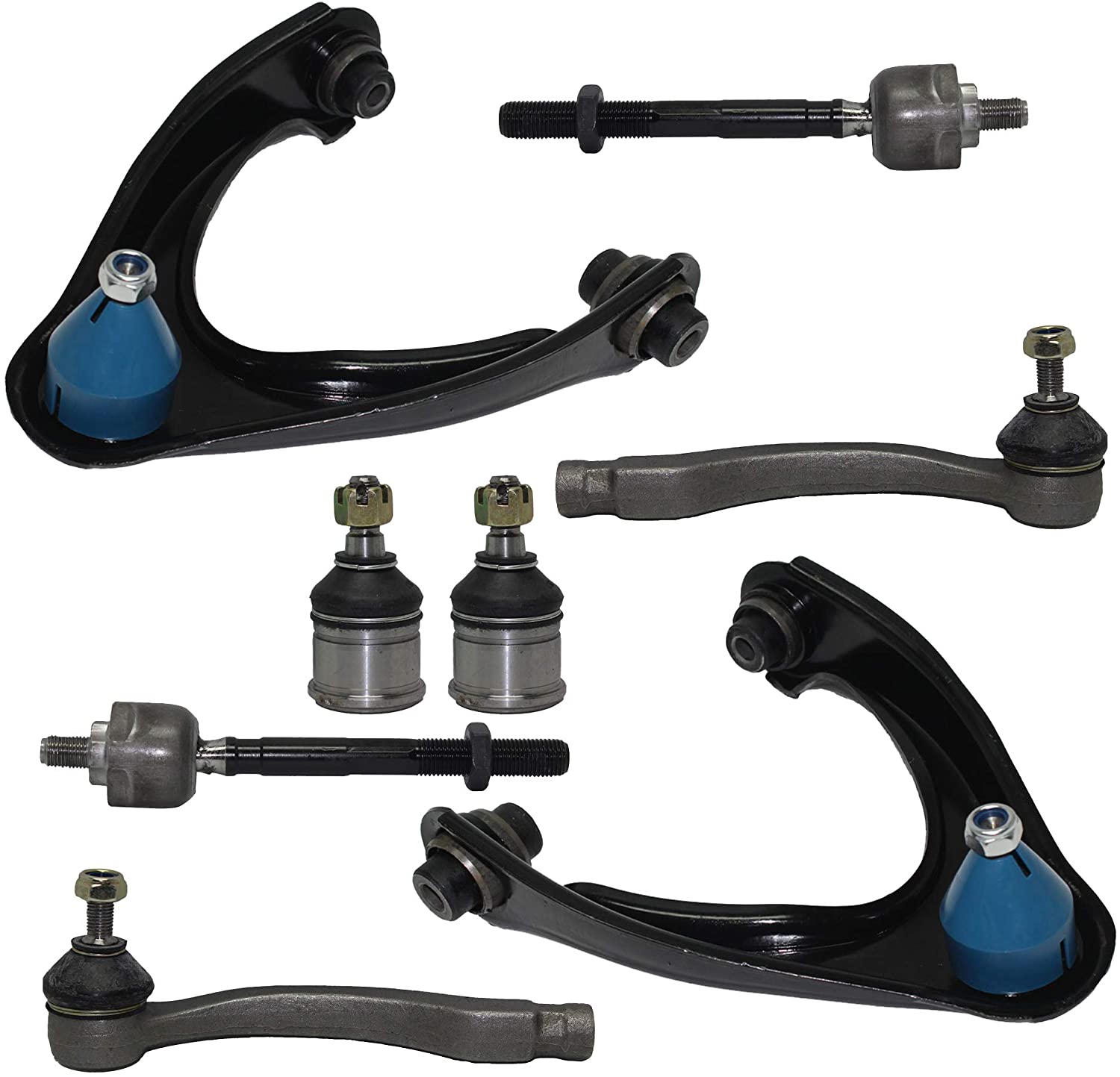 Detroit Axle - 8PC Front Upper Control Arms w/Ball Joints, Inner and Outer Tie Rod Ends for 1996 1997 1998 1999 2000 Honda Civic - [1997-2000 Acura EL]