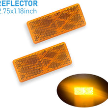 WELNENT E-Mark DOT 4A CCC 2pcs Rectangle Reflector Self Adhesive Stick on Trailer Driveway Mailbox (Amber)