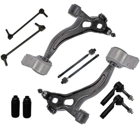 Detroit Axle - New 10-Piece Front Suspension Kit - (2) Front Lower Suspension Control Arms & Ball Joints, (2) Front Stabilizer Sway Bar Links, (4) Front Inner & Outer Tie Rods for Flex Taurus Lincoln