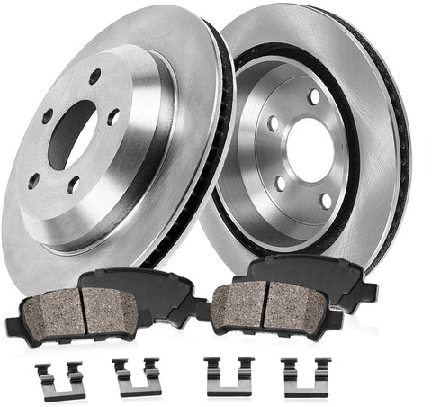 Callahan CRK02224 REAR 302.1mm Premium 5 Lug Brake Disc Rotors + Ceramic Brake Pads + Hardware [ fit Land Rover LR2 ]