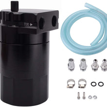 ESPEEDER Universal Aluminum Car Truck Engine Oil Catch Can Tank Polish Baffled Reservoir Black 300ml