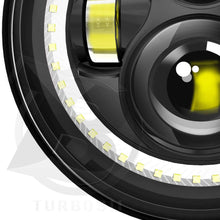 TURBO SII 7inch Round Halo LED Headlights White DRL Amber Turn Signal Light for H6024 1997-2018 TJ LJ JK JKU Unlimited Sahara Sport Hummer H2 H1 Rubicon Mazda Miata Land Rover Defender | DOT Approved