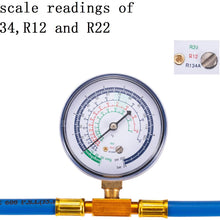 Belleone R134a Charging Hose to Fridge - Can Tap with Gauge Recharging Hose Kit Connect Can of R134a, R-12/R-22 Refrigerant Port for Home Use Refrigerator A/C System