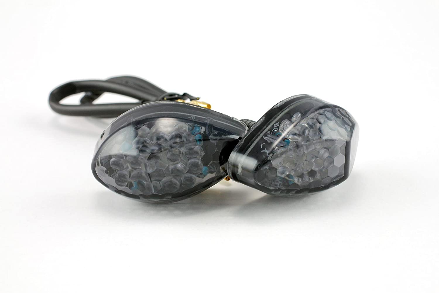 TST Industries LED Front Flushmount Turn Signals and 3-2 Harness Converter for Honda Grom 2014 2015 2016 2017 2018 - Smoke Lens