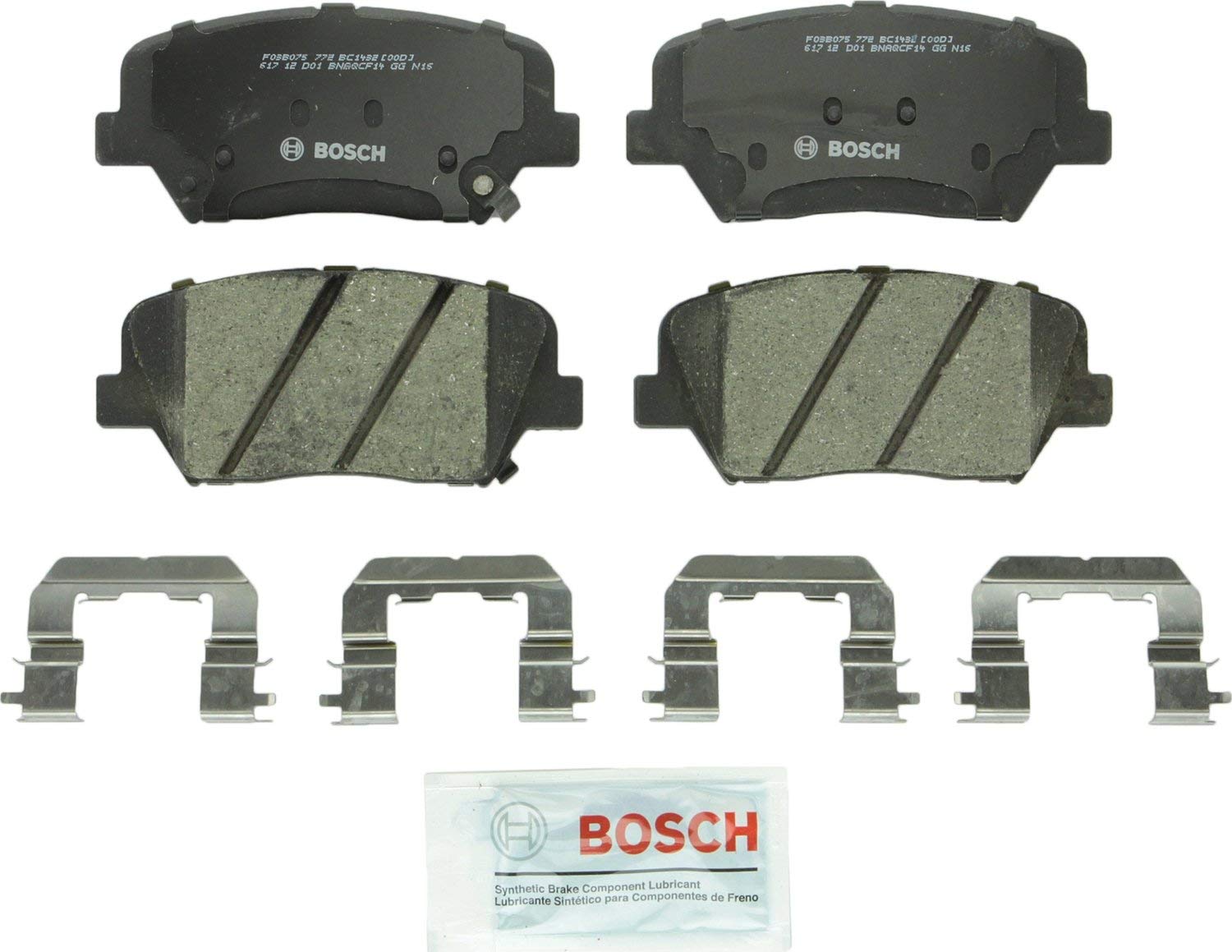 Bosch BC1432 QuietCast Premium Ceramic Disc Brake Pad Set For: Hyundai Azera, Santa Fe; Kia Sorento, Front