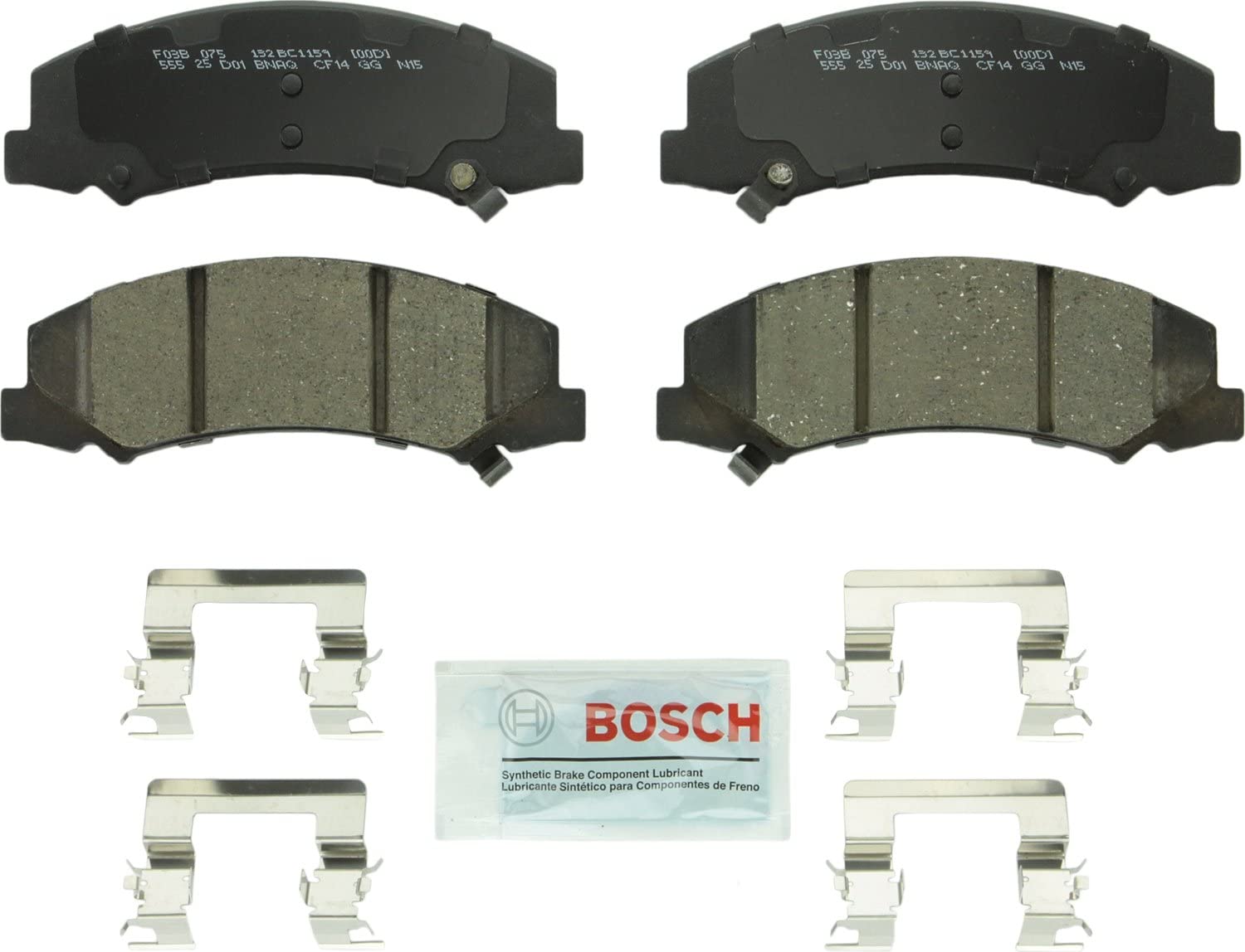 Bosch BC1159 QuietCast Premium Ceramic Disc Brake Pad Set For Buick: 2008-09 Allure, 2008-09 LaCrosse, 2006-11 Lucerne; Cadillac: 2006-11 DTS; Chevrolet: 2006-16 Impala, 2006-07 Monte Carlo; Front