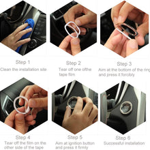 Earthland 2Pcs Crystal Rhinestone Ring for Car Decor, Auto Engine Start Stop Decoration Crystal Interior Ring Decal for Vehicle Ignition Button-Silvery