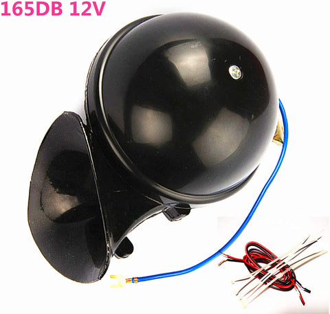 AIHOME Car Horn Car Electric Horn 165db Truck Horn Black Snail Horn Loudspeaker Black Auto Horn Metal Electric control horn whistle horn Super Raging Sound for Any 12V Lorrys Boats Moto Cars etc